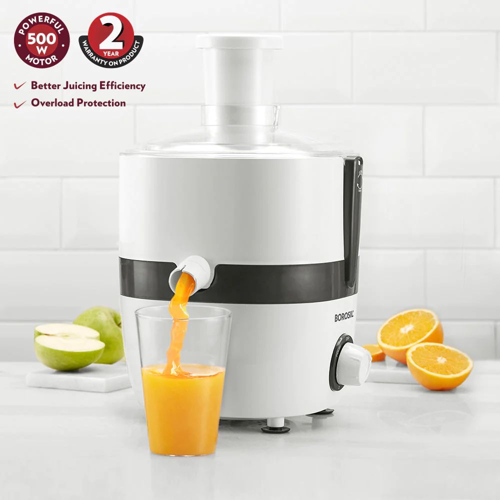 Borosil Primus III 500 Watts Centrifugal Juicer | White