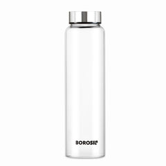 Borosil Crysto Glass 750 ML Bottle with Stainless Steel Lid | Transparent | 1 Pc