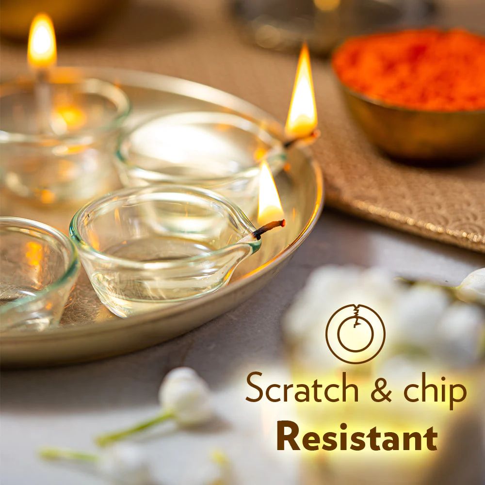 Borosil Small Glass Diya | Transparent | Set of 6 Pcs