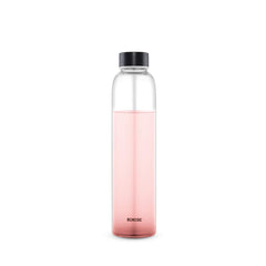 Borosil Crysto 550 ML Slim Glass Bottle with Black Lid | Transparent | 1 Pc