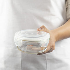 Borosil Klip n Store 400 ML + 620 ML + 950 ML Round Glass Container | Transparent | Set of 3 Pcs