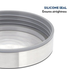 Borosil Endura 600 ML Airtight Glass Storage Jar Set with Stainless Steel Lid | Transparent | Set of 2 Pcs
