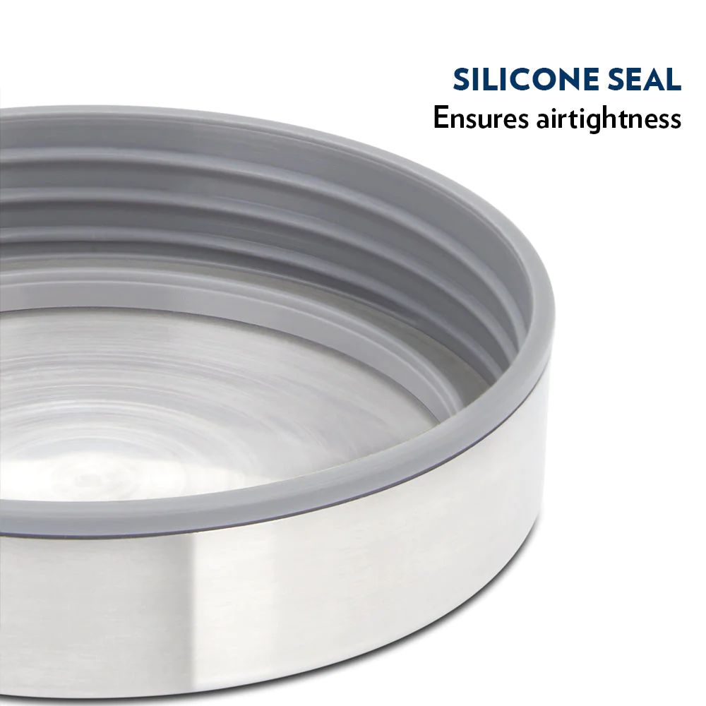 Borosil Endura 1200 ML Airtight Glass Storage Jar Set with Stainless Steel Lid | Transparent | Set of 2 Pcs