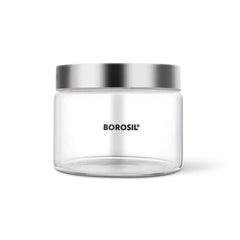 Borosil Endura Storage Glass Jar with SS Lid | Air-Tight Storage Containers For Kitchen | Transparent | 1 Pc