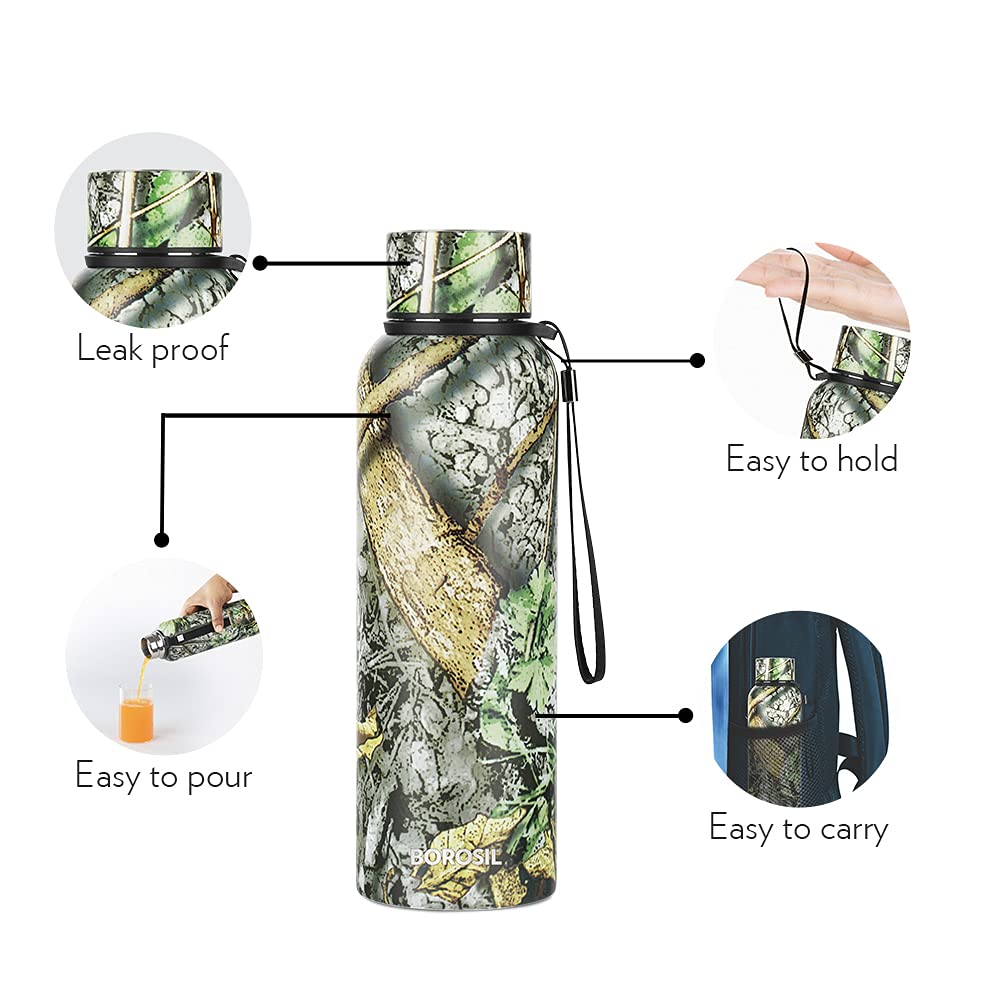 Borosil Trek Granite 700 ML Stainless Steel Water Bottle | 1 Pc