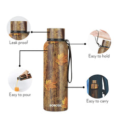 Borosil Trek Maple 700 ML Stainless Steel Water Bottle | 1 Pc