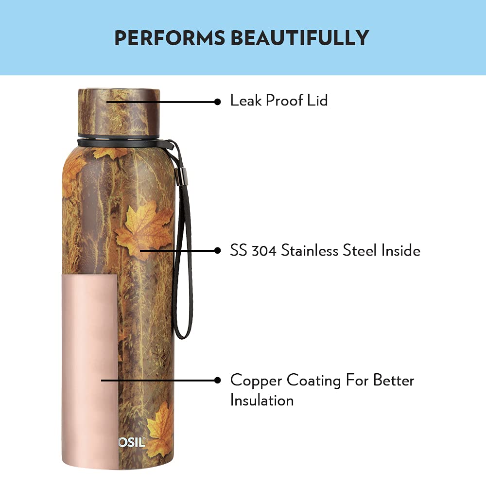 Borosil Trek Maple 700 ML Stainless Steel Water Bottle | 1 Pc
