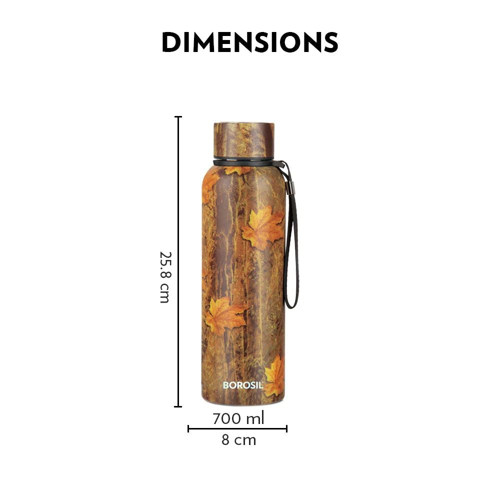 Borosil Trek Maple 700 ML Stainless Steel Water Bottle | 1 Pc