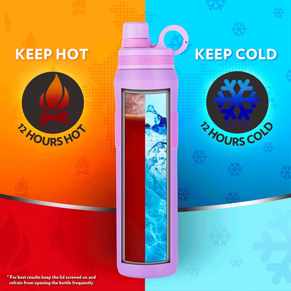 Borosil Stainless Steel Hydra Thirst Burst Lavender 800 ML Vacuum Insulated Flask Bottle | Lavender | 1 Pc