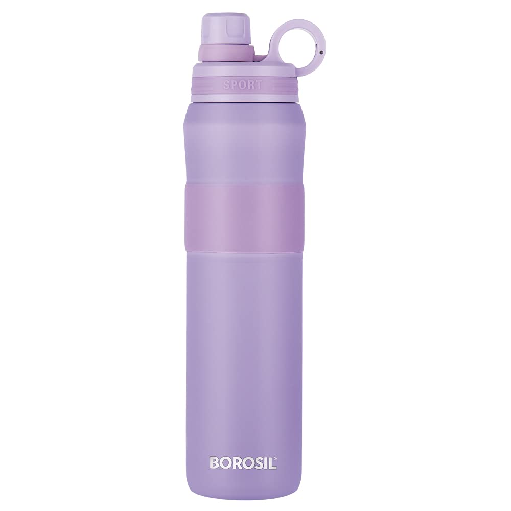 Borosil Stainless Steel Hydra Thirst Burst Lavender 800 ML Vacuum Insulated Flask Bottle | Lavender | 1 Pc
