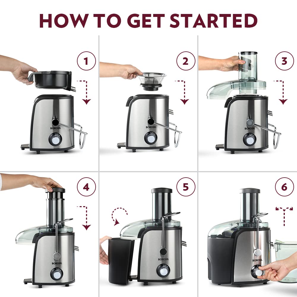 Borosil Primus Plus 800 Watts Centrifugal Juicer | Silver & Black
