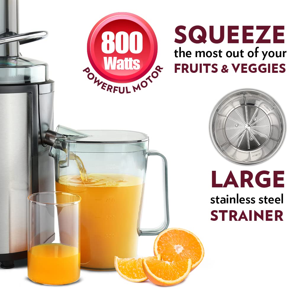 Borosil Primus Plus 800 Watts Centrifugal Juicer | Silver & Black