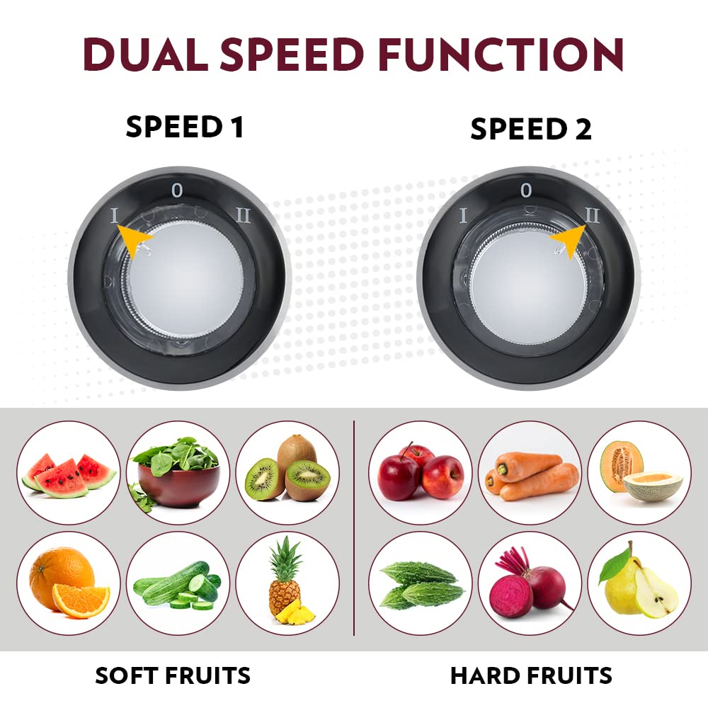 Borosil Primus Plus 800 Watts Centrifugal Juicer | Silver & Black
