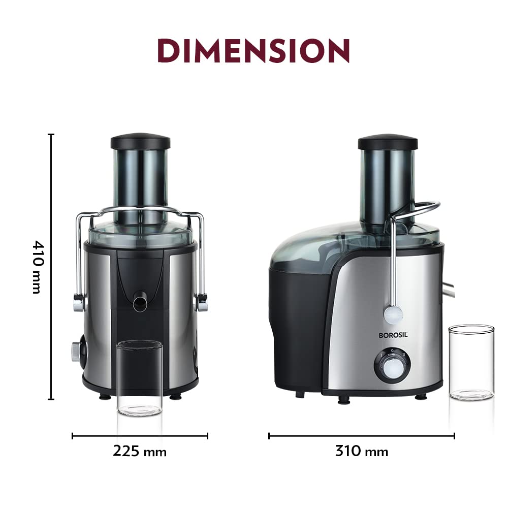Borosil Primus Plus 800 Watts Centrifugal Juicer | Silver & Black