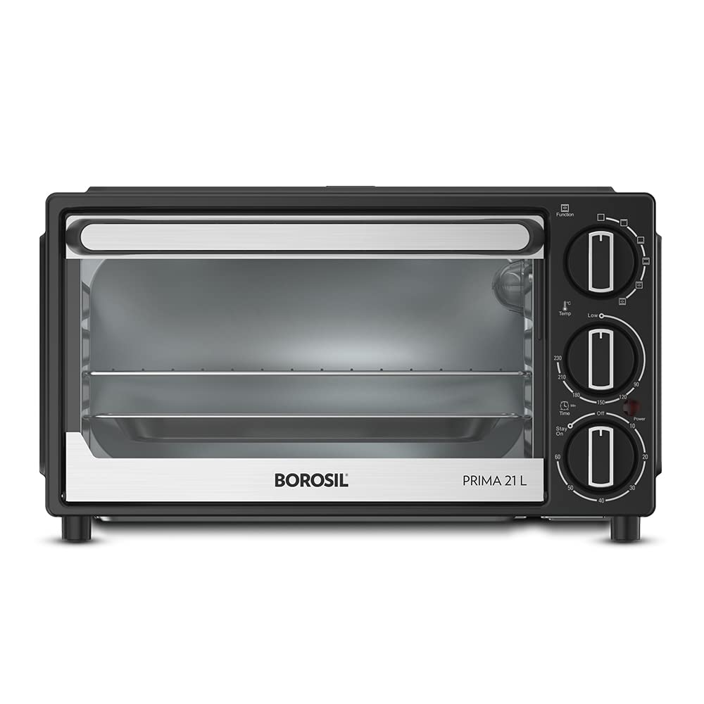 Borosil Prima 21 Litres Oven Toaster Griller | Convection Heating | 5 Heating Option | Black