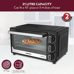 Borosil Prima 21 Litres Oven Toaster Griller | Convection Heating | 5 Heating Option | Black