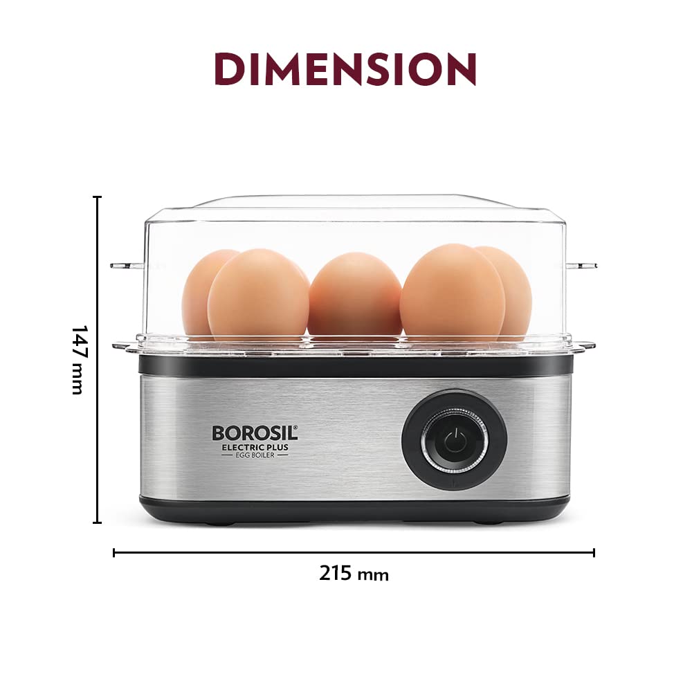 Borosil Electric Plus 500 Watts Egg Boiler with Transparent Lid | 8 Egg Capacity