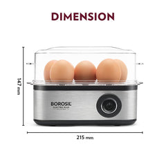Borosil Electric Plus 500 Watts Egg Boiler with Transparent Lid | 8 Egg Capacity