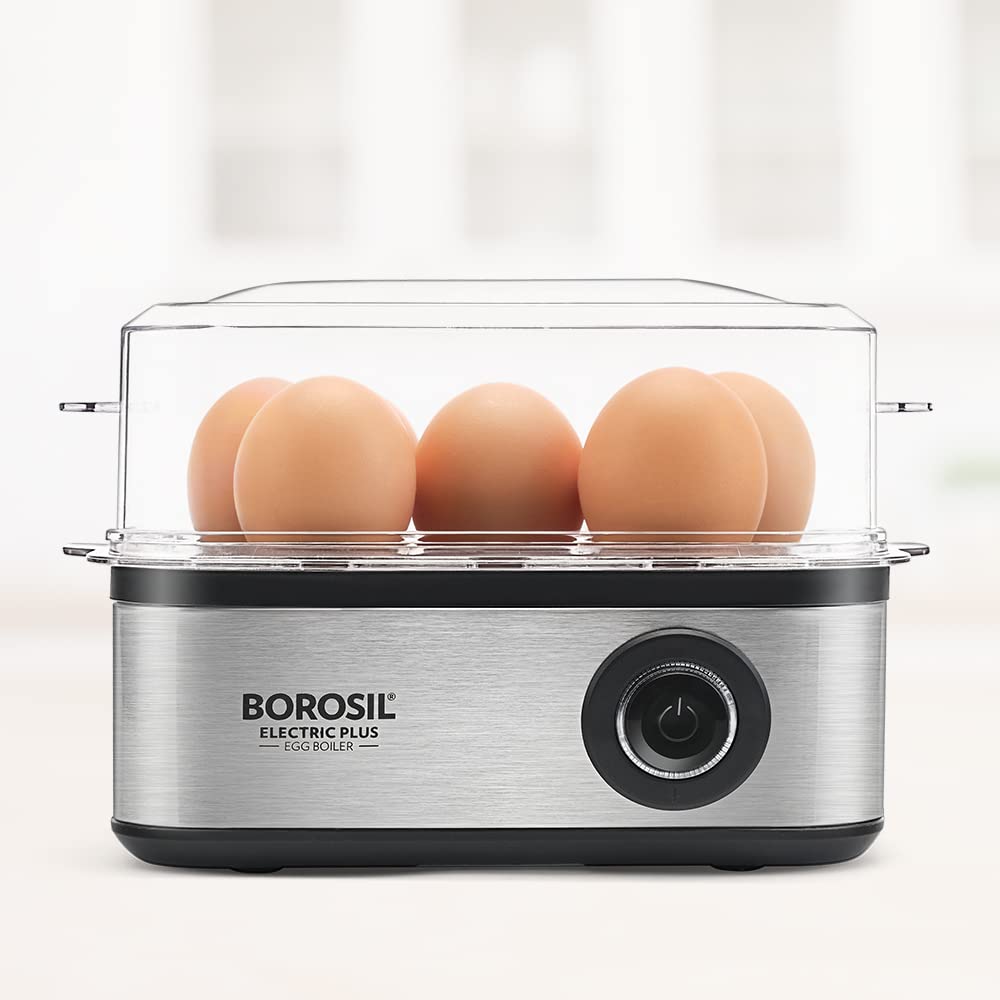 Borosil Electric Plus 500 Watts Egg Boiler with Transparent Lid | 8 Egg Capacity