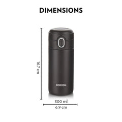 Borosil Stainless Steel Hydra Traveller 300 ML Vacuum Insulated Mug | Black | 1 Pc