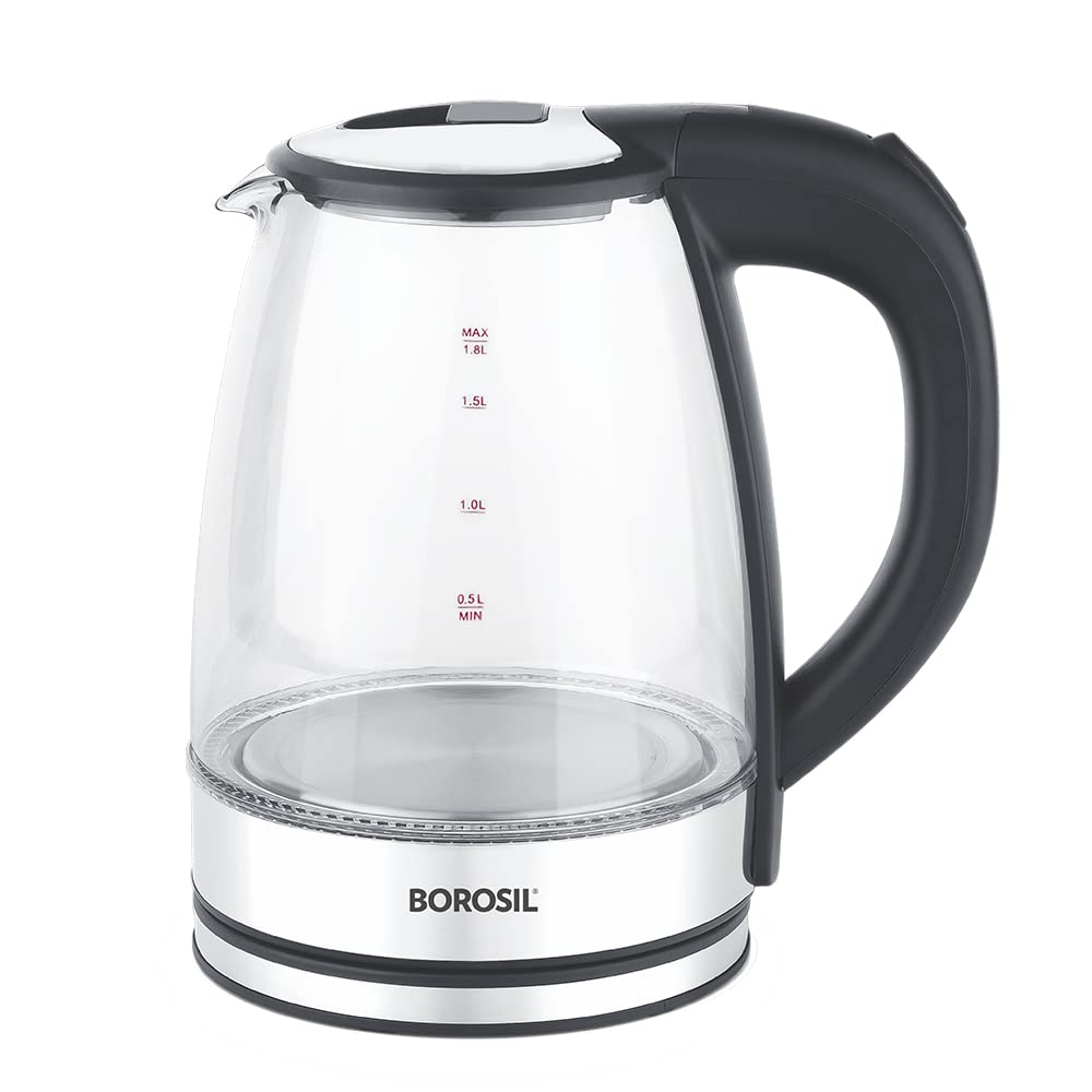 Borosil Electric 1.8 Litre 1500 Watts Glass Kettle | Transparent