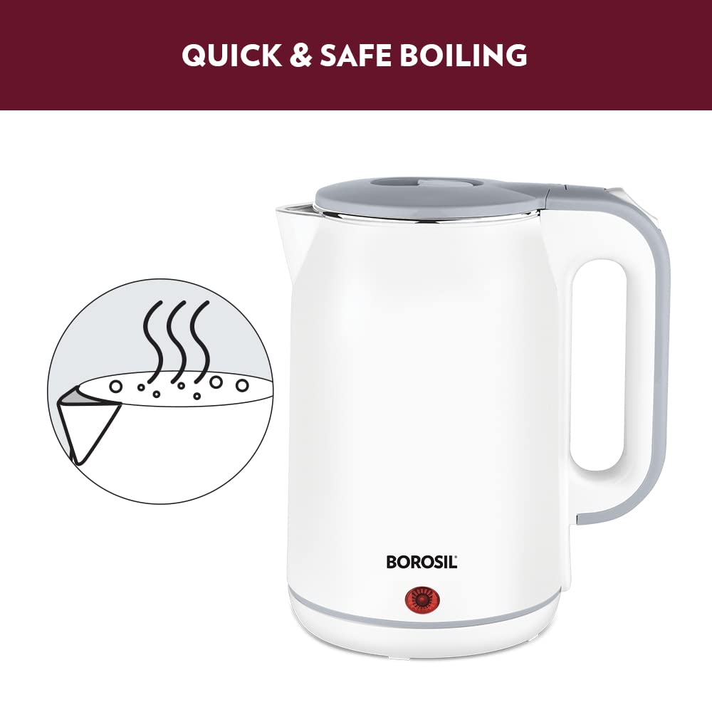 Borosil Cooltouch 1.8 Litre 1800 Watts Electric Kettle | White