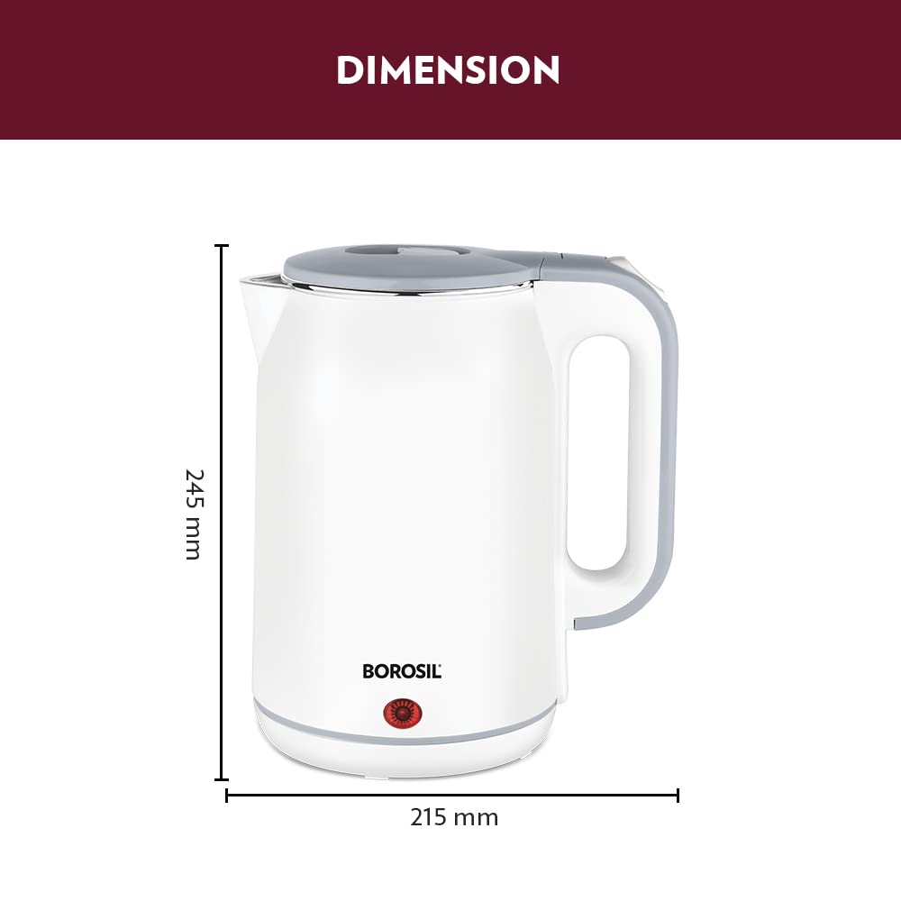 Borosil Cooltouch 1.8 Litre 1800 Watts Electric Kettle | White