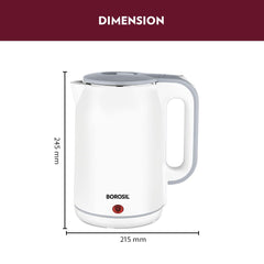 Borosil Cooltouch 1.8 Litre 1800 Watts Electric Kettle | White