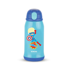 Borosil Hydra Superhero 500 ML Vacuum Insulated Water Bottle for Kids | Blue | 1 Pc
