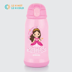 Borosil Hydra Princess 500 ML Vacuum Insulated Water Bottle for Kids | Pink | 1 Pc