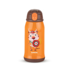 Borosil Hydra Tigry 500 ML Vacuum Insulated Water Bottle for Kids | Orange | 1 Pc