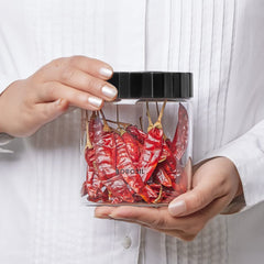 Borosil Endura Airtight Glass Storage Jar with PP Black Lid | Transparent | 1 Pc