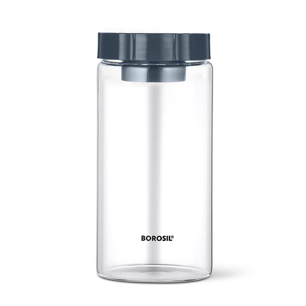 Borosil EasyScoop Endura Airtight Glass Storage Jar with Screwtop Lid | Transparent | 1 Pc