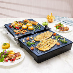 Borosil Mega Jumbo 180° 2000 Watts Grill Sandwich Maker | Silver & Black