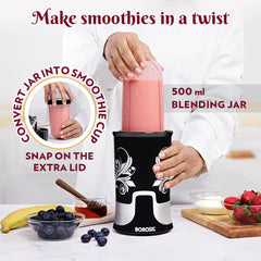 Borosil Nutrifresh 400 Watts NB 01 Blender Grinder & Smoothie Maker | Black