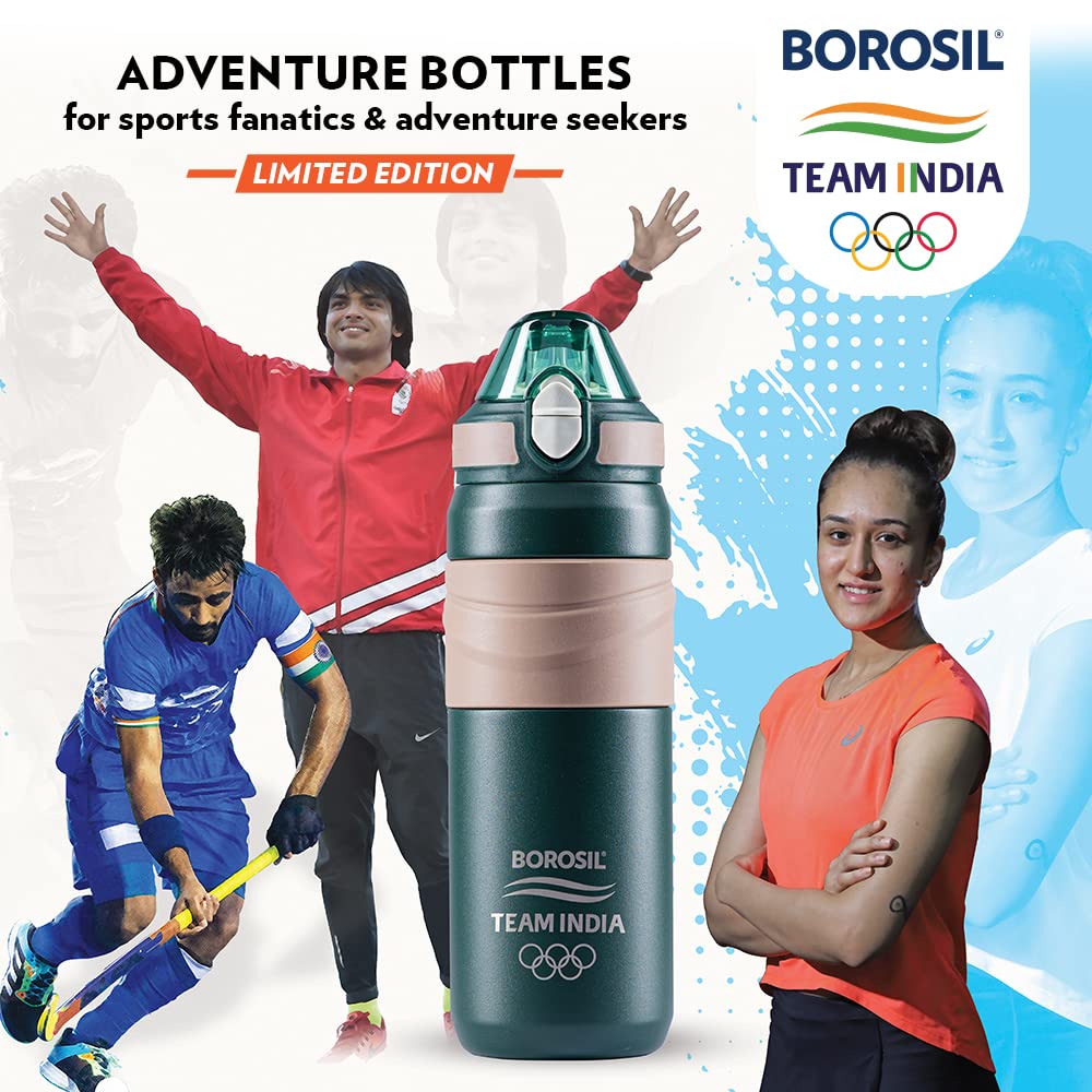 Borosil Hydra Adventure 560 ML Stainless Steel Vacuum Insulated Water Bottle | Hot & Cold | 1 Pc