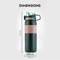 Borosil Hydra Adventure 560 ML Stainless Steel Vacuum Insulated Water Bottle | Hot & Cold | 1 Pc