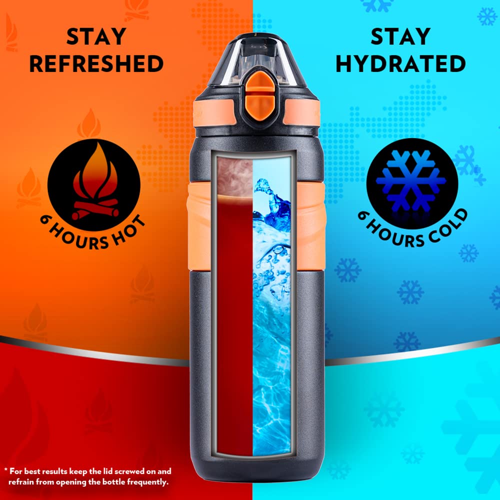 Borosil Hydra Adventure 560 ML Stainless Steel Vacuum Insulated Water Bottle | Hot & Cold | 1 Pc