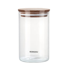 Borosil Classic Jar with Wooden Lid | Transparent | 1 Pc