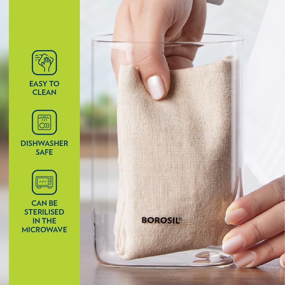 Borosil Classic Jar with Wooden Lid | Transparent | 1 Pc