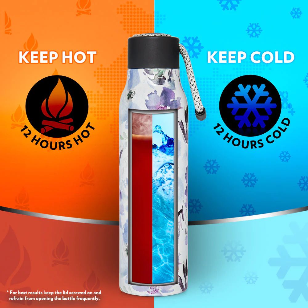 Borosil Stainless Steel Aquasoul Flora 600 ML Vacuum Insulated Bottle | 1 Pc