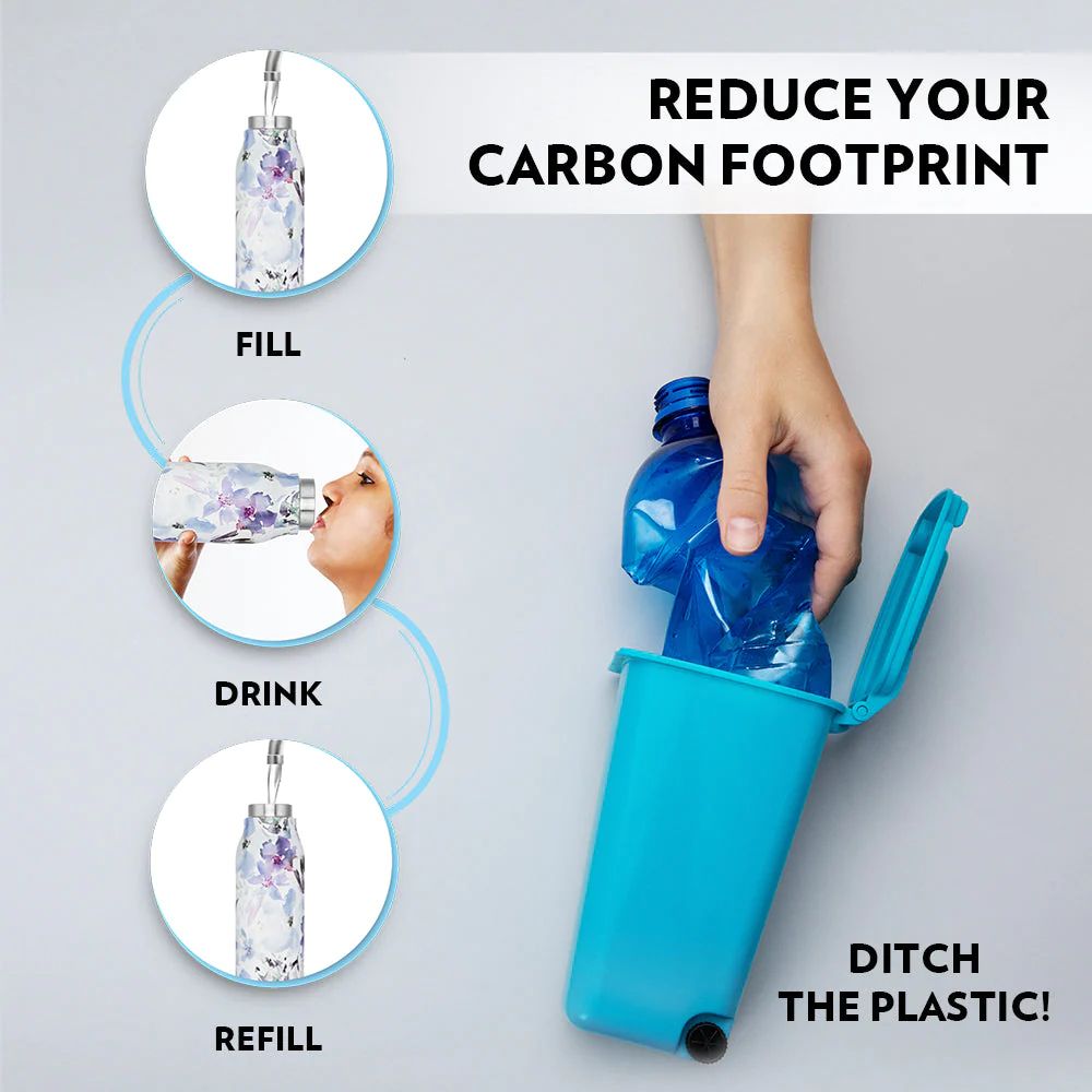 Borosil Stainless Steel Aquasoul Flora 600 ML Vacuum Insulated Bottle | 1 Pc