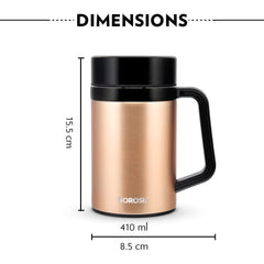 Borosil EasyGo Stainless Steel Insulated 410 ML Travel Mug | 5 Hours Hot & Cold | Bronze | 1 Pc