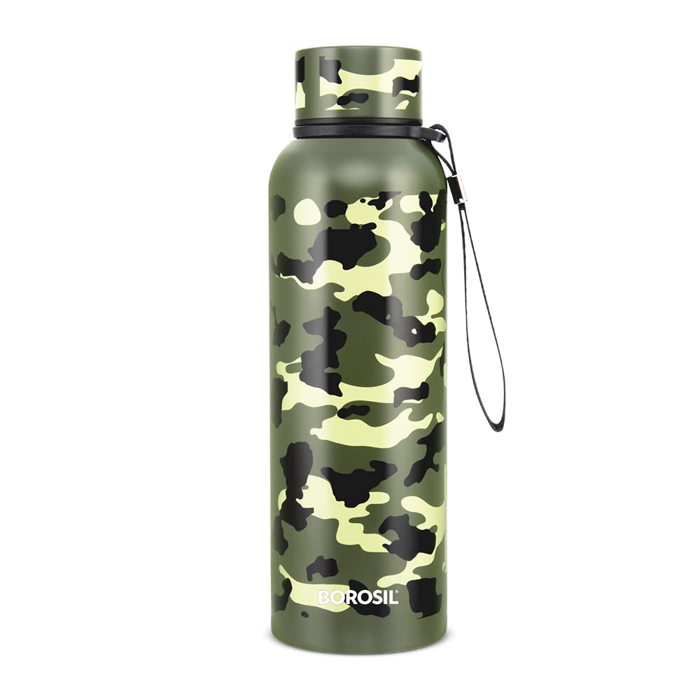 Borosil Trek Military Green 700 ML Stainless Steel Water Bottle | 1 Pc