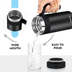 Borosil CafeTime Stainless Steel Insulated 400 ML Travel Mug | Black | 1 Pc