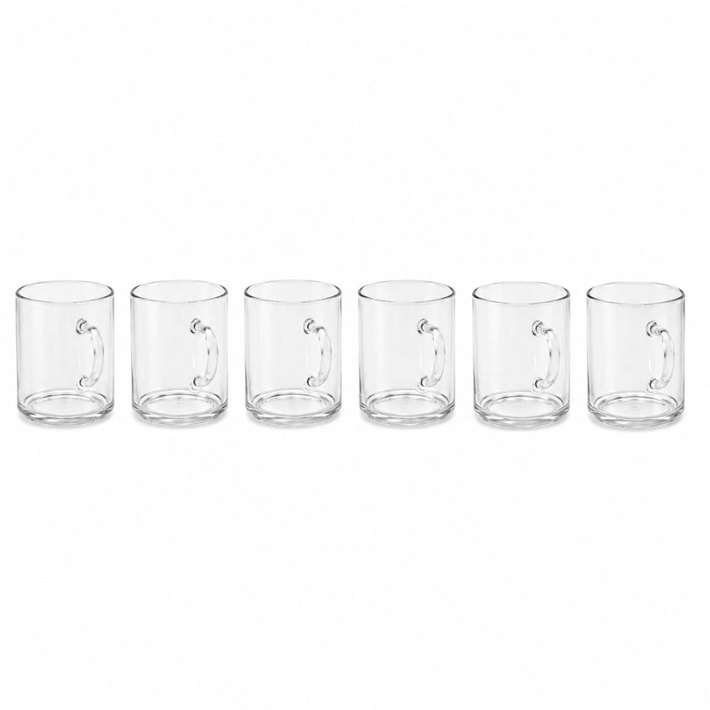 Borosil Grace Glass Tea Set | Transparent | Set of 8 Pcs
