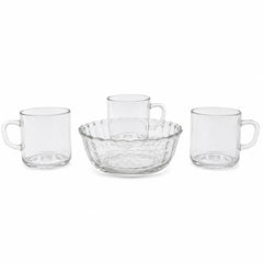 Borosil Grace Glass Tea Set | Transparent | Set of 8 Pcs