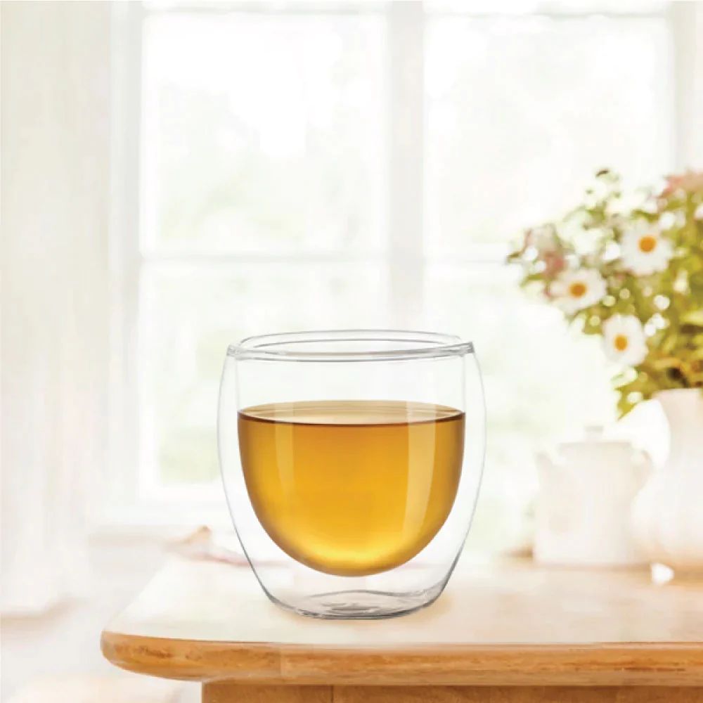Borosil Bella 300 ML Double Wall Glass Tumbler | Transparent | Set of 2 Pcs