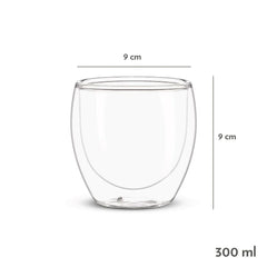 Borosil Bella 300 ML Double Wall Glass Tumbler | Transparent | Set of 2 Pcs