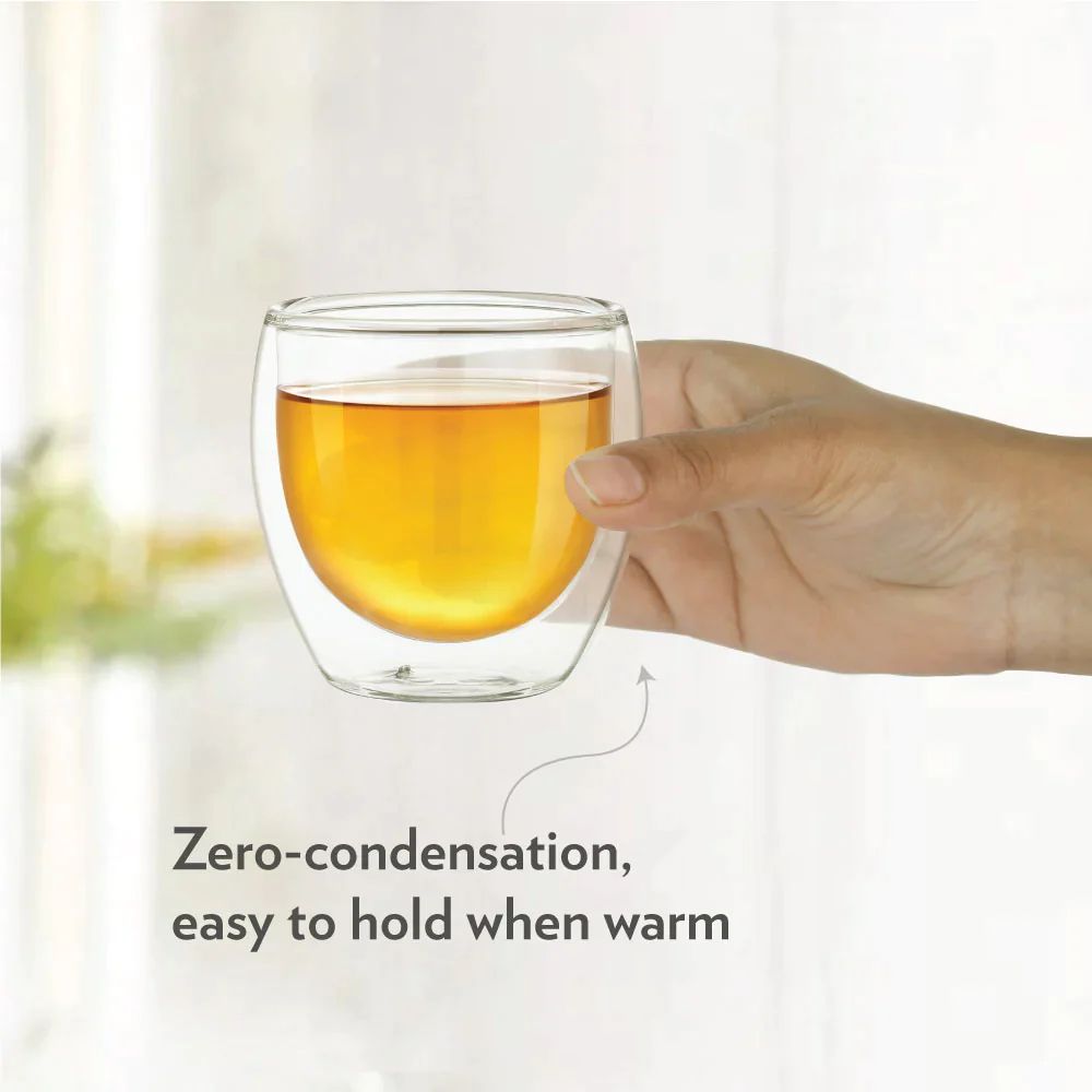 Borosil Bella 300 ML Double Wall Glass Tumbler | Transparent | Set of 2 Pcs
